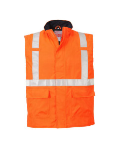 Portwest S776 Bizflame Rain Hi-Vis Antistatic Flame Retardant Bodywarmer - Rail Spec (Orange) - Large - SALE