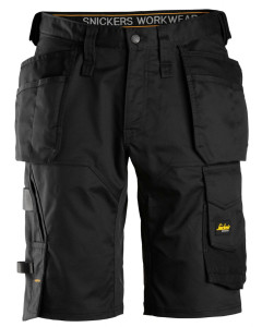 Snickers 6151 AllroundWork Stretch Loose Fit Work Shorts Holster Pockets (Black/Black)