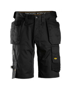 Snickers 6151 AllroundWork Stretch Loose Fit Work Shorts Holster Pockets (Black/Black) - 30 Waist (Snickers Size 44) - SALE