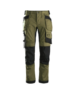 Snickers 6241 AllroundWork Stretch Work Trousers with Holster Pockets (Khaki Green / Black)