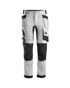 Snickers 6241 AllroundWork Stretch Work Trousers with Holster Pockets (White/Black)