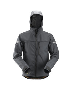 Snickers 1229 AllroundWork Softshell Jacket with Hood (Steel Grey/Black)