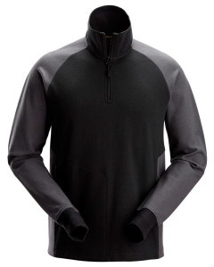 Snickers 2841 Two-Coloured Half-Zip Sweatshirt (Black / Steel Grey)