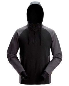 Snickers 2842 Two-Coloured Half-Zip Hoodie (Black / Steel Grey)