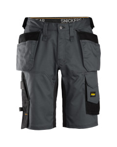 Snickers 6151 AllroundWork Stretch Loose Fit Work Shorts Holster Pockets (Steel Grey/Black)