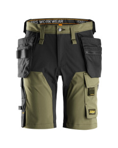 Snickers 6175 AllroundWork 4-way Stretch Shorts with Holster Pockets (Khaki Green)
