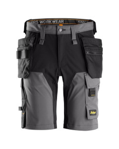 Snickers 6175 AllroundWork 4-way Stretch Shorts with Holster Pockets (Steel Grey / Black)