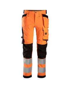 Snickers 6243 High-Vis Class 2 Stretch Trousers Holster Pockets (Hi Viz Orange / Black)