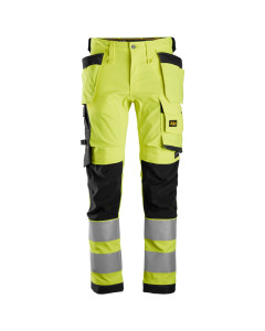 Snickers 6243 High-Vis Class 2 Stretch Trousers Holster Pockets (Hi Viz Yellow / Black)