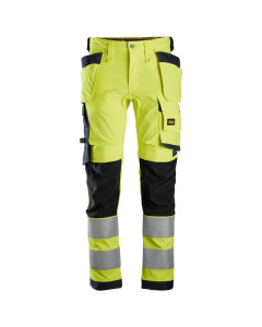 Snickers 6243 High-Vis Class 2 Stretch Trousers Holster Pockets (Hi Viz Yellow / Navy)