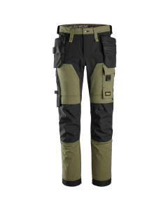 Snickers 6275 AllroundWork 4-way Stretch Trousers Holster Pockets (Khaki Green)