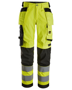 Snickers 6743 High-Vis Women's Stretch Trousers with Holster Pockets - Class 2 (Hi Vis Yellow/Navy)