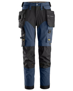 Snickers 6775 AllroundWork Women's 4-way Stretch Trousers Detachable Holster Pockets (Navy / Black)