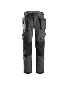 Snickers FlexiWork 6923 Floorlayer Work Trousers with Holster Pockets (Steel Grey / Black)