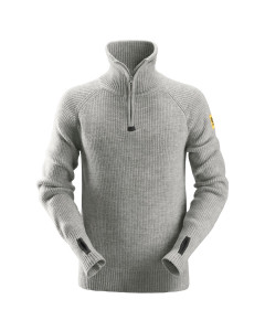 Snickers 2905 AllroundWork Zip Neck Wool Sweater (Grey Melange)
