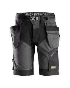 Snickers 6904 FlexiWork Work Shorts+ Holster Pockets (Steel Grey/Black)