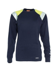 Tranemo 6373 Flame Retardant Ladies T-Shirt Long Sleeve ARC (Navy/High Vis Yellow)