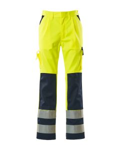 MASCOT 07179 Olinda Safe Compete Trousers With Kneepad Pockets - Hi-Vis Yellow/Navy