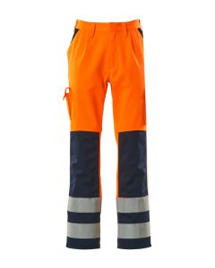 MASCOT 07179 Olinda Safe Compete Trousers With Kneepad Pockets - Hi-Vis Orange/Navy
