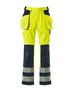 MASCOT 09131 Almas Safe Compete Trousers With Holster Pockets - Hi-Vis Yellow/Navy