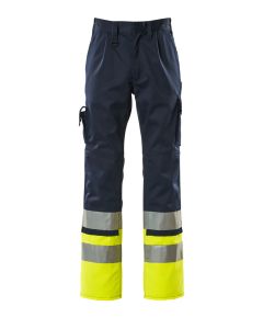 MASCOT 12379 Patos Safe Compete Trousers With Kneepad Pockets - Navy/Hi-Vis Yellow