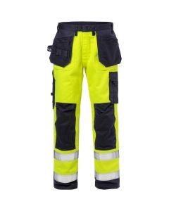 Fristads Flame Hi Vis Craftsman Trousers CL 2 - 2584 FLAM (Hi-Vis Yellow/Navy)