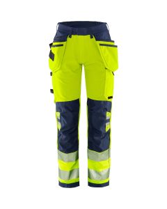 Fristads High Vis Green Craftsman Stretch Trousers Womens CL 2 - 2664 GSTP (Hi-Vis Yellow/Navy)