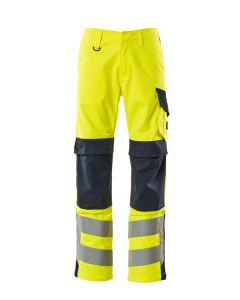 MASCOT 13879 Arbon Multisafe Trousers With Kneepad Pockets - Flame Retardant - Hi-Vis Yellow/Dark Navy