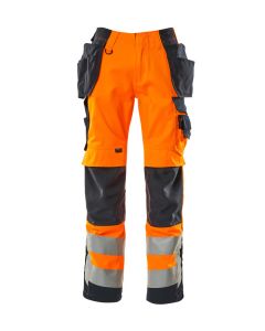 MASCOT 15531 Wigan Safe Supreme Trousers With Holster Pockets - Hi-Vis Orange/Dark Navy