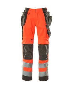 MASCOT 15531 Wigan Safe Supreme Trousers With Holster Pockets - Hi-Vis Red/Dark Anthracite