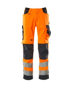 MASCOT 15579 Kendal Safe Supreme Trousers With Kneepad Pockets - Hi-Vis Orange/Dark Navy