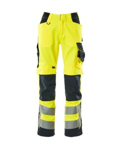 MASCOT 15579 Kendal Safe Supreme Trousers With Kneepad Pockets - Hi-Vis Yellow/Dark Navy