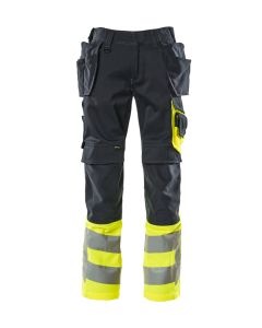 MASCOT 17531 Safe Supreme Trousers With Holster Pockets - Dark Navy/Hi-Vis Yellow