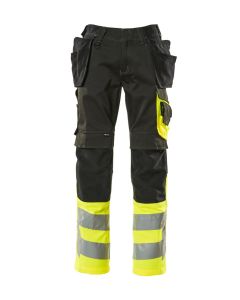 MASCOT 17531 Safe Supreme Trousers With Holster Pockets - Black/Hi-Vis Yellow