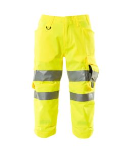 Mascot 17549 3/4 Length Trousers with Kneepad Pockets - Unisex - Hi-Vis Yellow