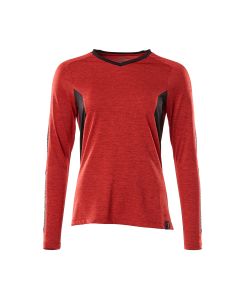 MASCOT 18091 Accelerate T-Shirt, Long-Sleeved - Womens - Traffic Red-Flecked/Black