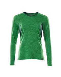 MASCOT 18091 Accelerate T-Shirt, Long-Sleeved - Womens - Grass Green-Flecked/Green