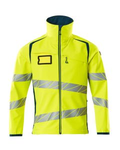 MASCOT 19002 Accelerate Safe Softshell Jacket - Mens - Hi-Vis Yellow/Dark Petroleum