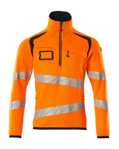 MASCOT 19005 Accelerate Safe Knitted Jumper With Half Zip - Mens - Hi-Vis Orange/Dark Navy