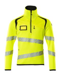 MASCOT 19005 Accelerate Safe Knitted Jumper With Half Zip - Mens - Hi-Vis Yellow/Black