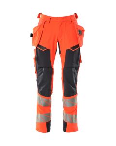 MASCOT 19031 Accelerate Safe Trousers With Holster Pockets - Mens - Hi-Vis Red/Dark Navy