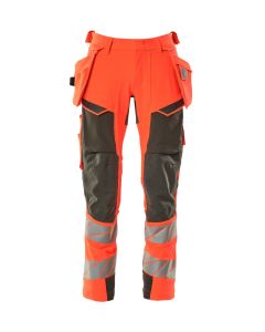 MASCOT 19031 Accelerate Safe Trousers With Holster Pockets - Mens - Hi-Vis Red/Dark Anthracite