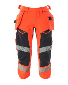 MASCOT 19049 Accelerate Safe 3/4 Length Trousers With Holster Pockets - Hi-Vis Red/Dark Navy