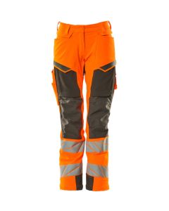MASCOT 19078 Accelerate Safe Trousers With Kneepad Pockets - Womens - Hi-Vis Orange/Dark Anthracite