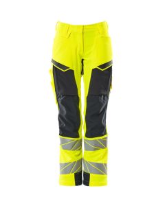 MASCOT 19078 Accelerate Safe Trousers With Kneepad Pockets - Womens - Hi-Vis Yellow/Dark Navy