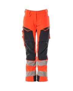 MASCOT 19078 Accelerate Safe Trousers With Kneepad Pockets - Womens - Hi-Vis Red/Dark Navy