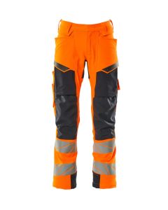 MASCOT 19079 Accelerate Safe Trousers With Kneepad Pockets - Mens - Hi-Vis Orange/Dark Navy