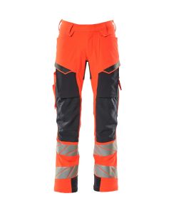 MASCOT 19079 Accelerate Safe Trousers With Kneepad Pockets - Mens - Hi-Vis Red/Dark Navy
