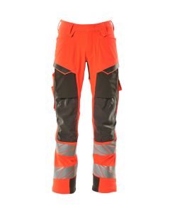 MASCOT 19079 Accelerate Safe Trousers With Kneepad Pockets - Mens - Hi-Vis Red/Dark Anthracite