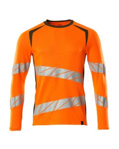 MASCOT 19081 Accelerate Safe T-Shirt, Long-Sleeved - Mens - Hi-Vis Orange/Moss Green